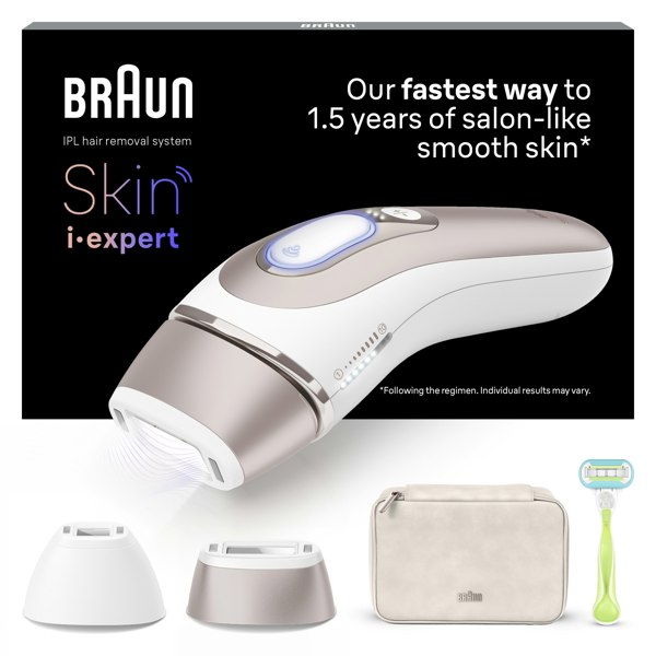 Braun Smart IPL Skin expert, At Home Hair Removal, Pouch, Venus Razor, 2 Heads, PL7147