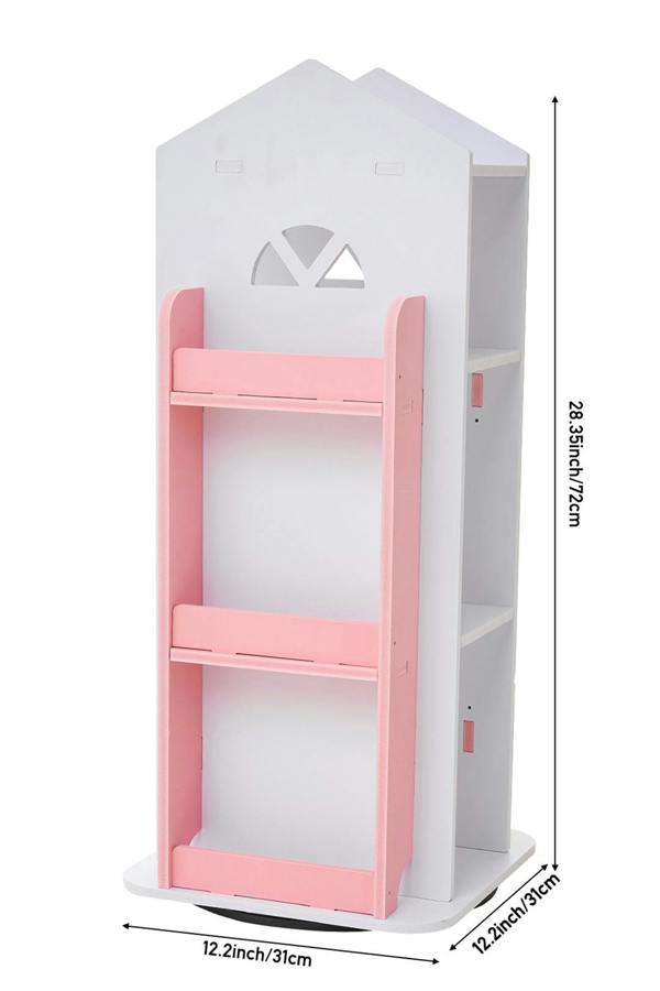 Living and Home 4-Tier Castle Rotating Bookshelf Storage Rack Organiser