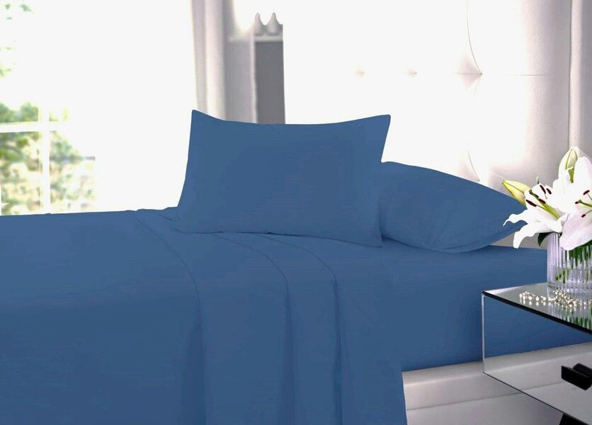 Night Zone Polycotton Sheet Set – Fitted Sheet, Flat Sheet & Pillowcases Easy Care Bedding - Mid Blue