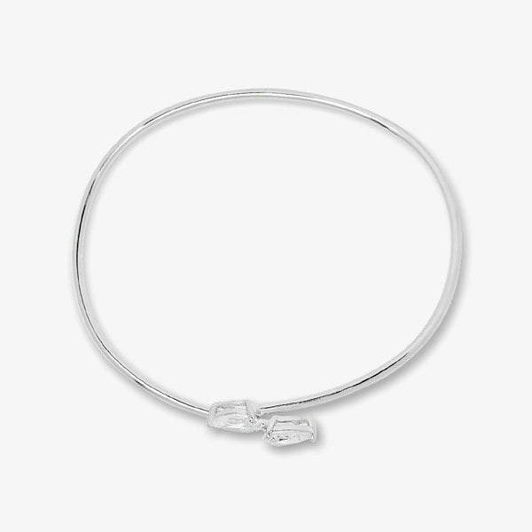 Starbright Silver Pear-Cut Cubic Zirconia Open Bangle BA699 3A