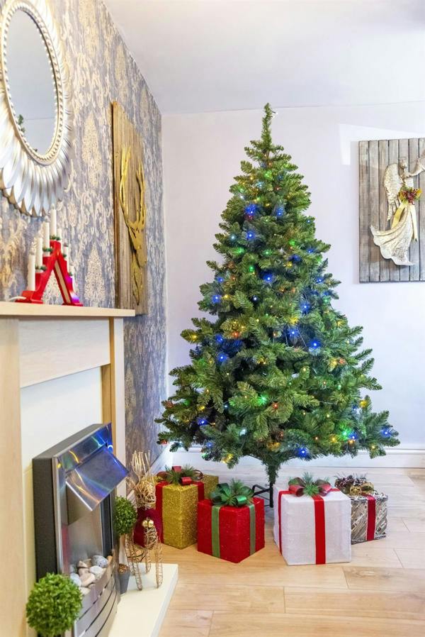 7ft Green Imperial Pine Pre-Lit Artificial Christmas Tree with Multicolour LEDs image 7