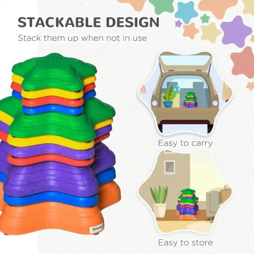 Bobobiy 11-Piece Kids Stepping Stones, Starfish Style Non-slip Obstacle Course, Stackable Balance Blocks Garden Toys, Encourage Toddler Sensory Toys