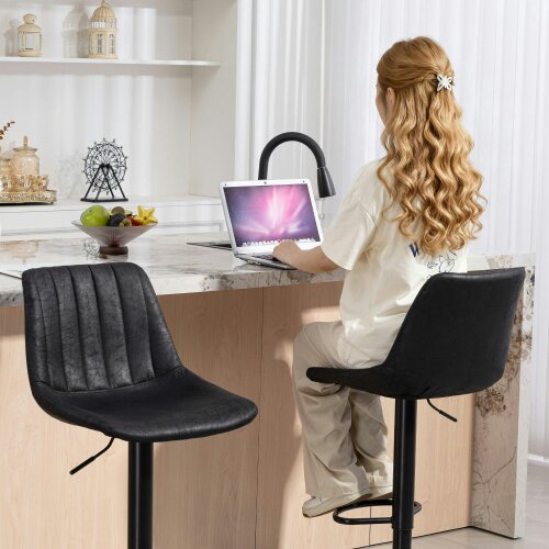 Wyld Haus Nalo Set Of 2 Black Leathaire Upholstered Tub Style Bar Stools