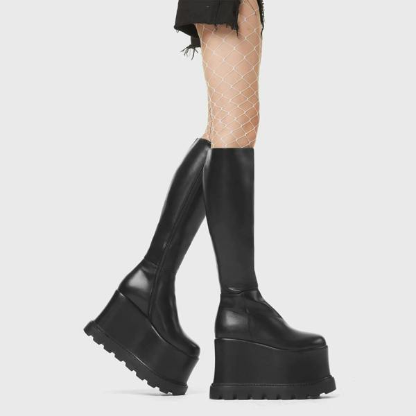 Lamoda Out The Gate Black PU Urban Street Style Statement Skull Ankle Boots