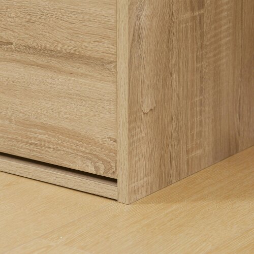 Wyld Haus Zielma Wooden Natural Shoe Bench With Flip Up Storage And Grey Cushioned Seat