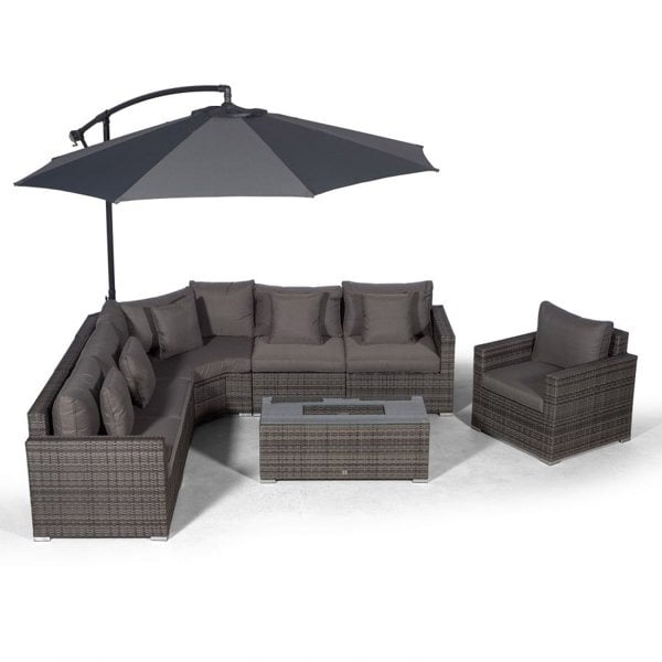 Giardino Santorini L Shape Modular 6 Seat Rattan Corner Sofa Set With Armchair & Drinks Cooler Coffee Table
