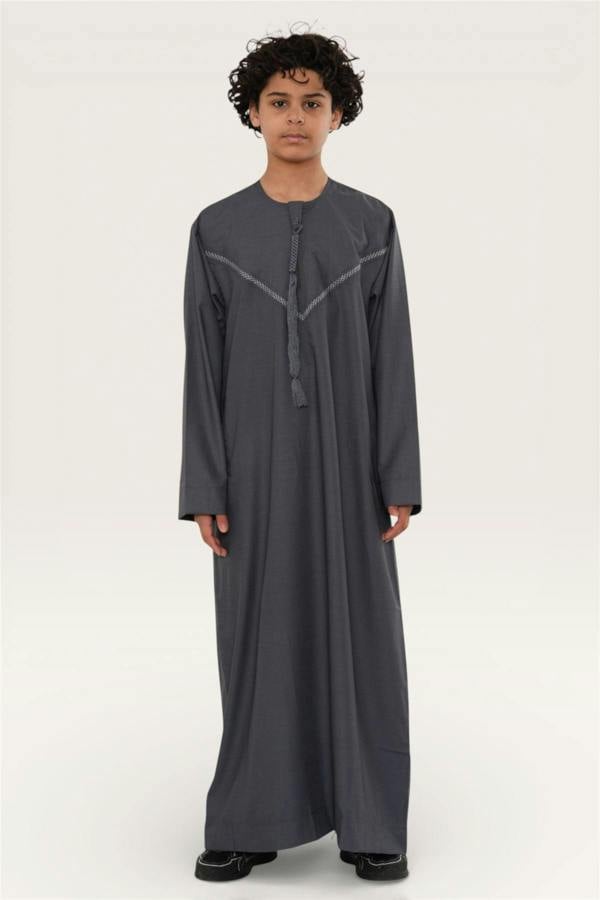 Infinity Leather Kids Boys Moroccan Embroidered Djellaba Islamic Jubba Robe Tassel Ramadan Thobe