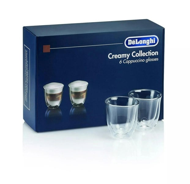 De’Longhi De'Longhi DLSC301 Double Walled Cappuccino Glasses Pack of 6 Clear