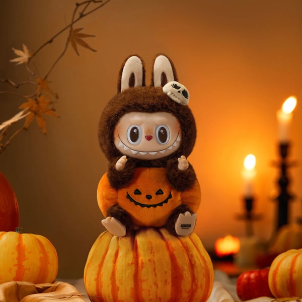 Pop Mart Happy Halloween Party Series - Labubu Sitting Pumpkin Vinyl Plush Pendant - Single Box