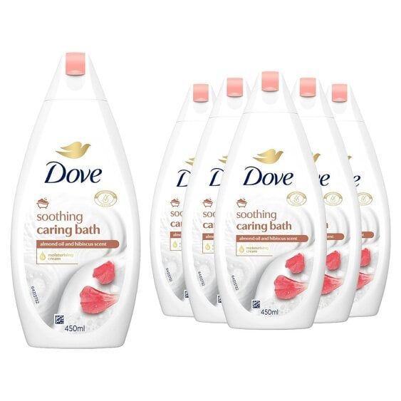 Dove Caring Bath Soak - Almond Cream & Hibiscus, 1/4 Moisturising Cream 6x450ml