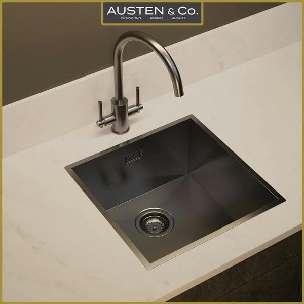 Austen & Co. Loreto Single Bowl Stainless Steel Kitchen Sink - Gunmetal