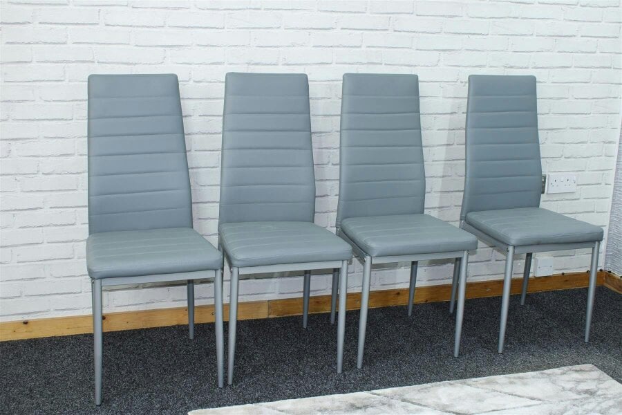 Kosy Koala Dining Chairs Set of 4 Grey Leather Kitchen Chairs