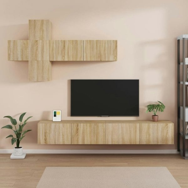 Berkfield 7 Piece TV Cabinet Set Sonoma Oak Engineered Wood