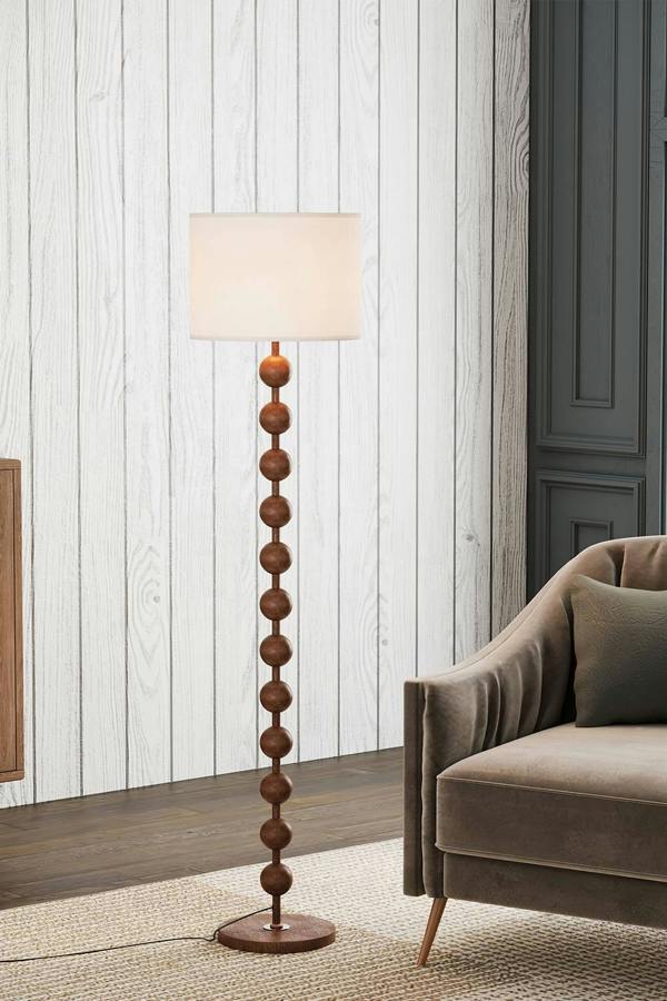 Modern Chinese-Inspired Standing Floor Lamp with Fabric lampshade and Metal Base