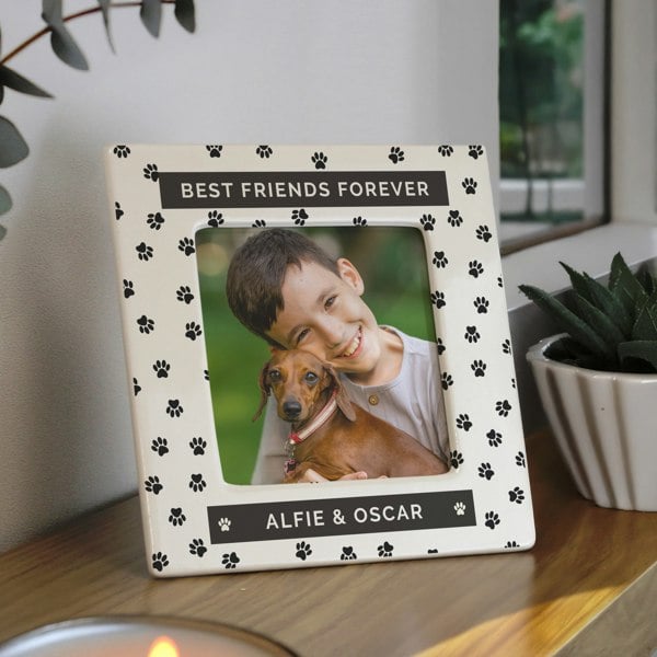 Personalised Memento Company Personalised Pet Paw Print Ceramic 4x4 Frame