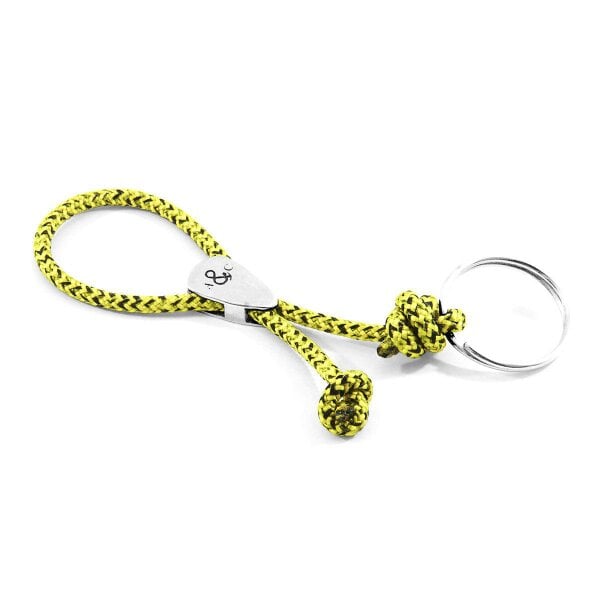 Anchor & Crew Yellow Noir Pembroke Everyday Carry Silver and Rope Keyring
