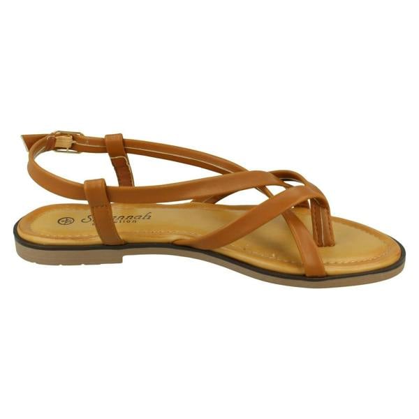 Savannah Ladies Savannah Flat Strappy Toepost Sandal with Buckle Strap F00444