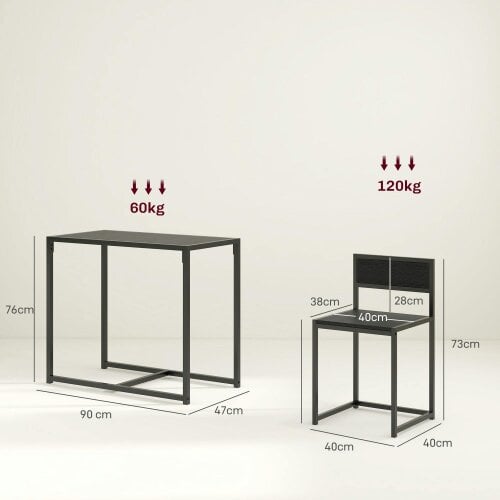 Wyld Haus Gafetti Metal And Wood Black Compact Dining Table And Chair Set For Small Kitchens
