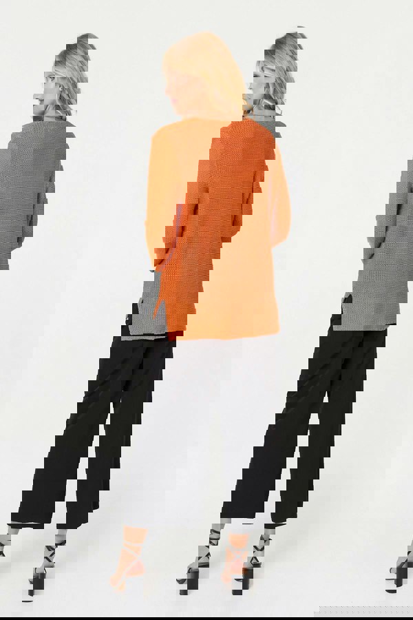 Orange | Mesh Texture 3/4 Sleeve Relaxed Top
