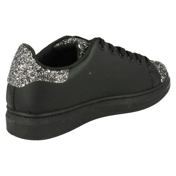 Spot On Ladies Spot On Lace Up Trainer Pump with Glitter