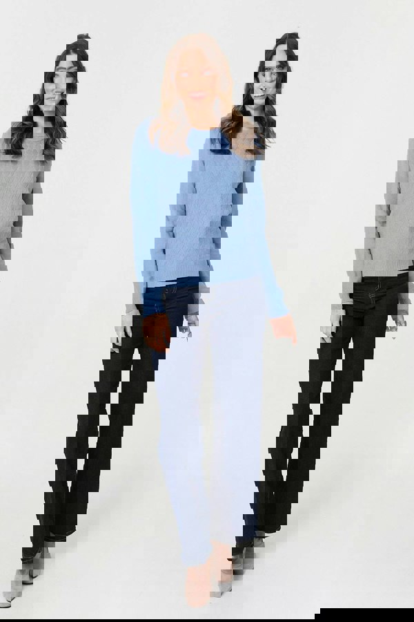 Blue | Textured Knitted Long Sleeve Jumper
