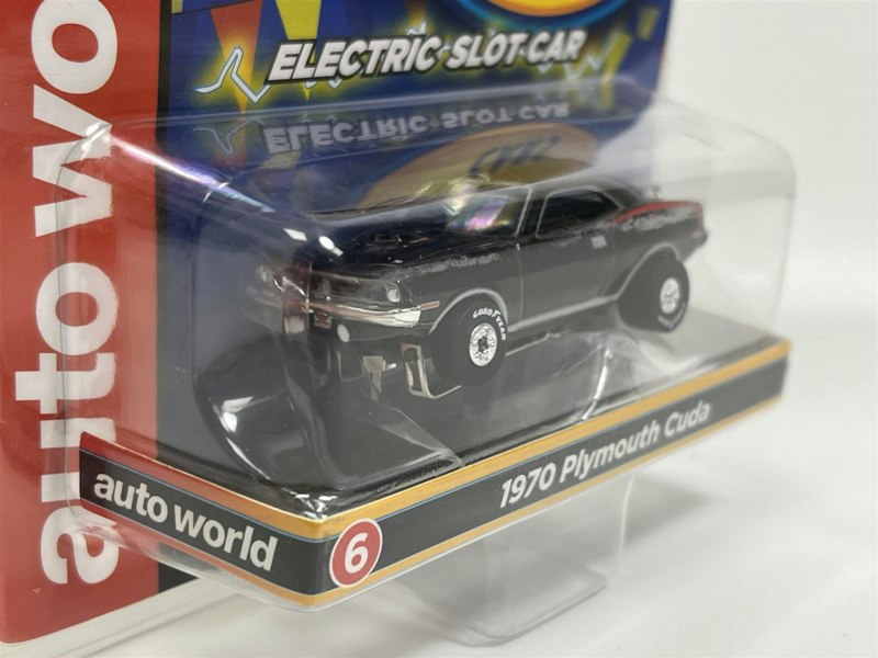 Auto World Slot Cars 1970 Plymouth Cuda Black Thunderjet Ultra G HO Slot Car SC377-6