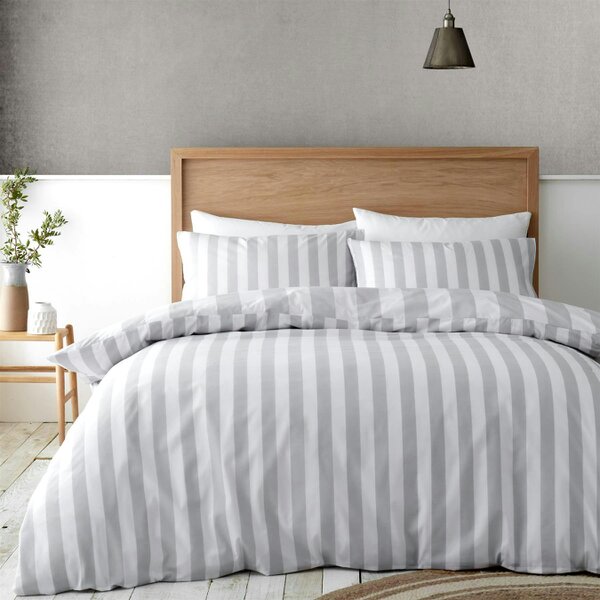Cove Stripe Silver Duvet Cover Set