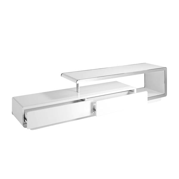 Angel Cerdá White Wooden TV Stand With Chromed Steel BASE and Chromed Steel BASE 3042