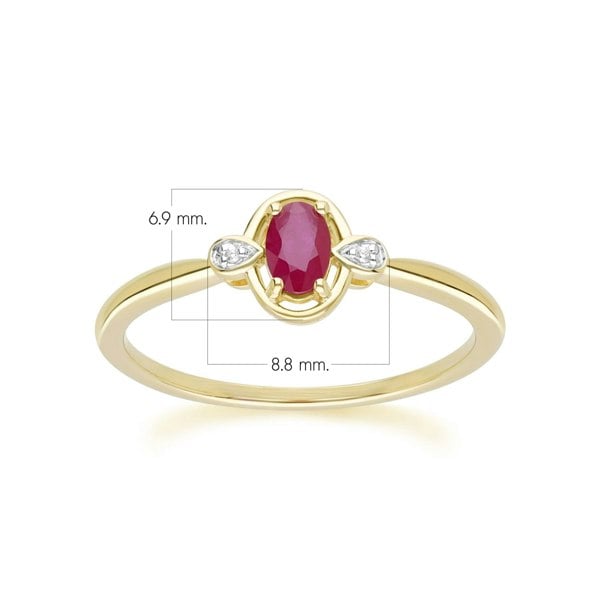 Gemondo Classic Oval Ruby & Round Diamond Ring In 9ct Yellow Gold