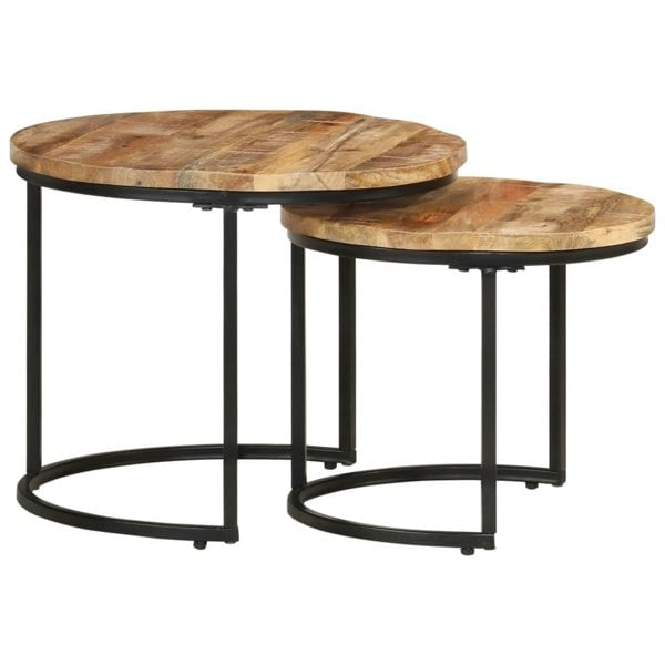 Berkfield Nesting Tables 2 pcs Rough Mango Wood