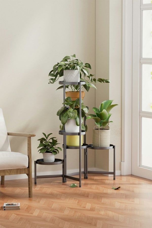 Living and Home 5-Tier Black Plant Stand Display Shelf