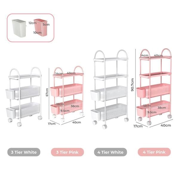 Levede Slim Stroage Trolley Cart on Wheel for Kitchen Bathroom Narrow Space Rack
