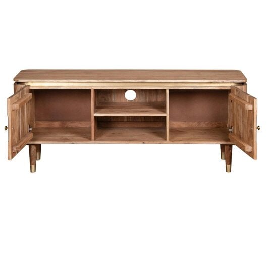 Wyld Haus Idaho Natural Acacia Wood and Brass Two Door TV Unit