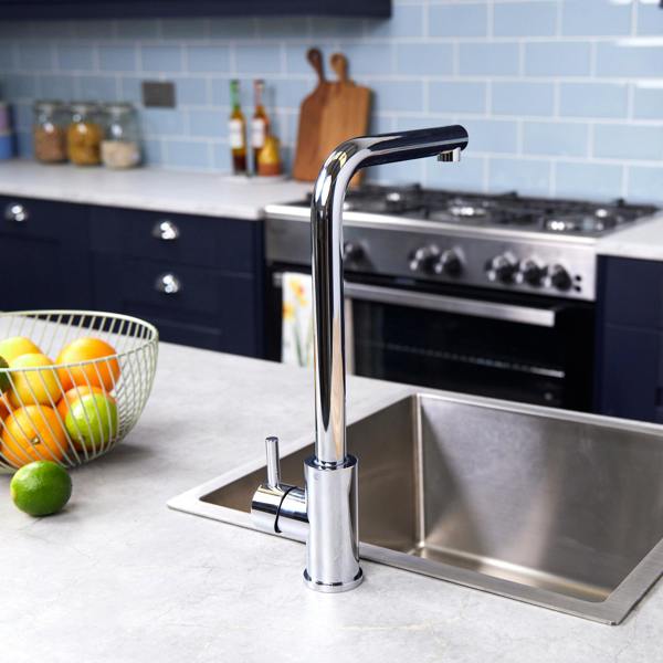 Flode Mjörn | Single Lever Kitchen Sink Mixer Tap with Swivel Spout | L Neck Design | Polished Chrome Finish