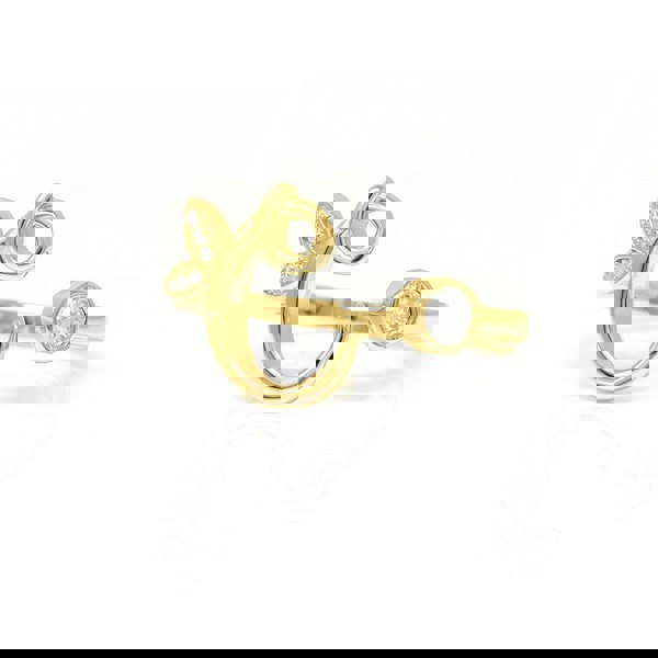 Say It With Adjustable Winged Initial Ring - Yellow Gold Plated