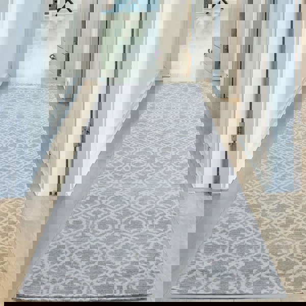 Machine Washable Flatweave Moroccan Rug Grey