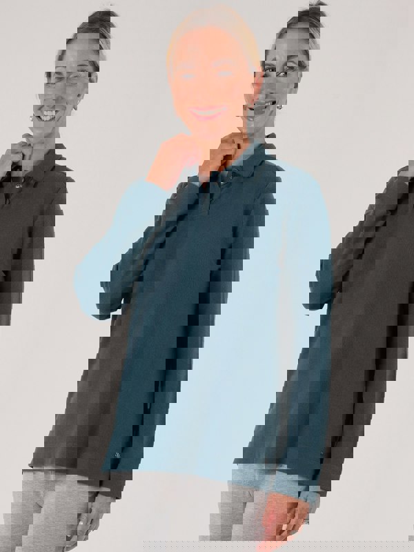 PennyPlain Button Collar Top  - Peacock