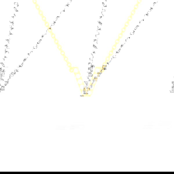 Say It With Dainty CZ Block Initial Necklace - Yellow Gold Plated