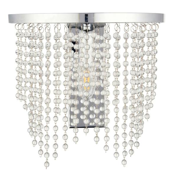 Pagazzi Lighting Rain Polished Chrome Wall Light with Crystal Droplets