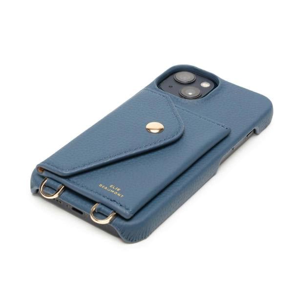 Elie Beaumont Genuine Leather iPhone Case - Teal - Distressed Denim Lanyard