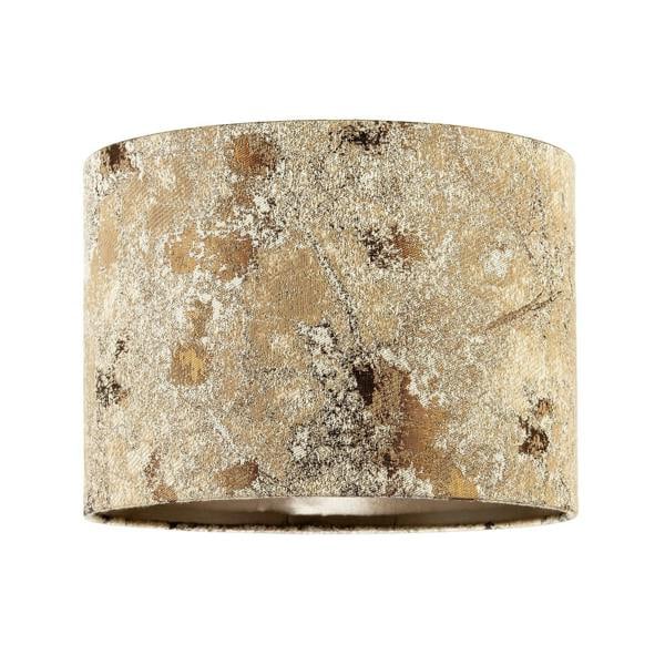 Modern Textured Gold and Burnt Orange Jacquard Fabric Drum Lampshade Image 1