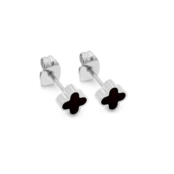 Say It With Graphite Crystal Clover Earrings - Silver