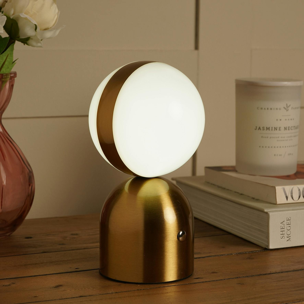 Hestia Bronze Glass Ball USB LED Touch Table Lamp