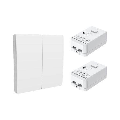 ENER-J 2 Gang Wireless Kinetic Switch, White+Non Dimmable + Wi-Fi 5A RF Receiver