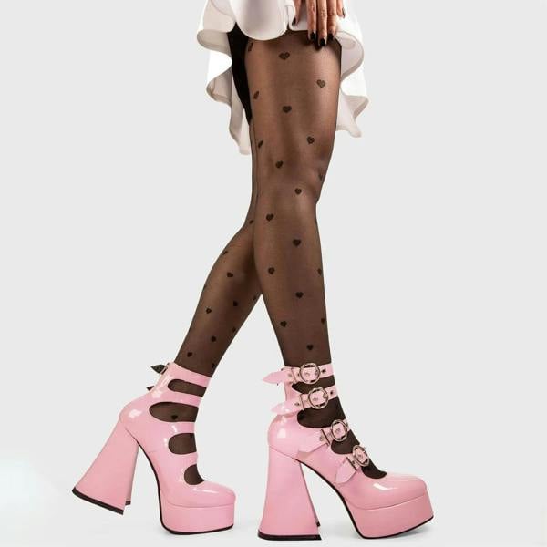Lamoda Interstellar Pink Patent Platform Heels Chunky Gothic Party Shoes