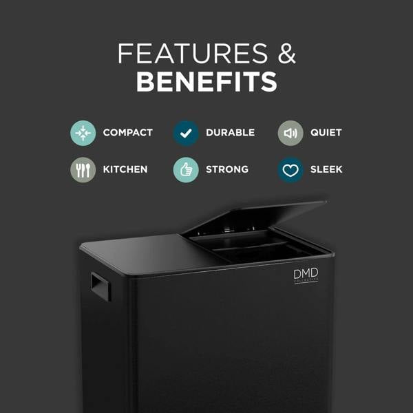 DMD Collective Dual Kitchen Bin – 60L Stainless Steel Waste & Recycling Bin