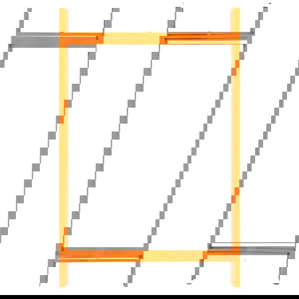 Bright orange mortar board stand, 750mm high, featuring a sturdy rectangular frame designed for displaying graduation caps securely