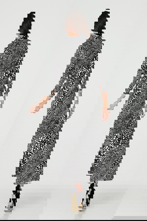 Black | Dotty Print 3/4 Sleeve Shirt Dress