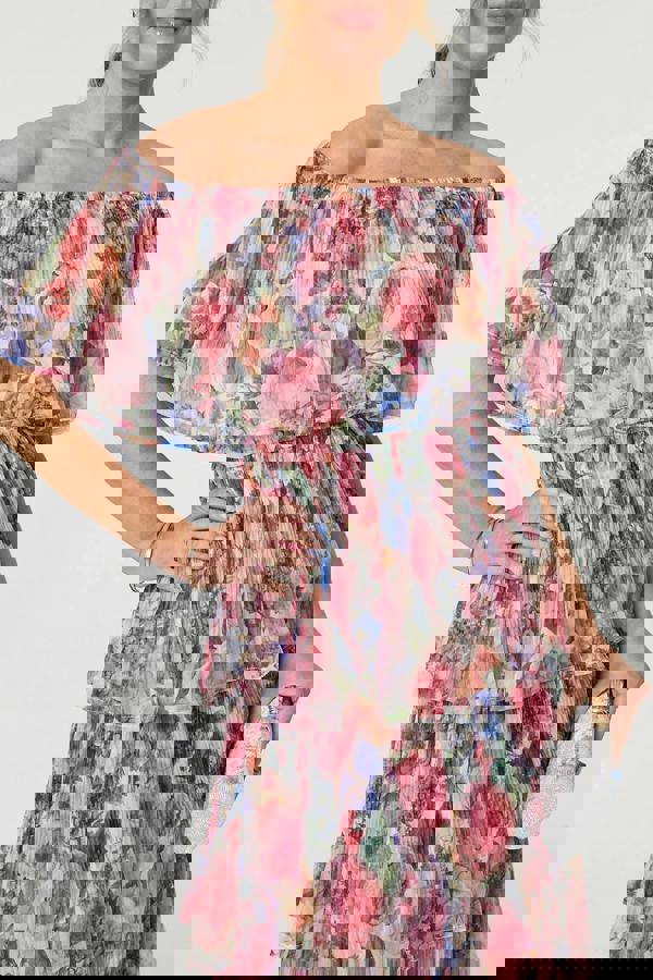 Pink | Floral Layered Tiered Maxi Dress