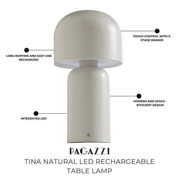 Tina Natural LED Rechargeable Table Lamp